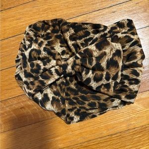 Cheetah stretchy head wrap with bow